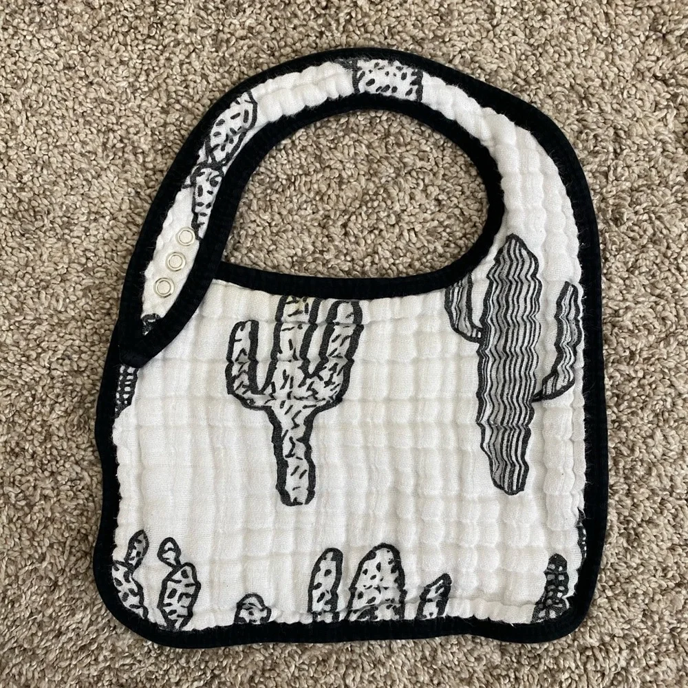 Bundle of 3- Modern Burlap Bibs - organic cotton monochrome black and white